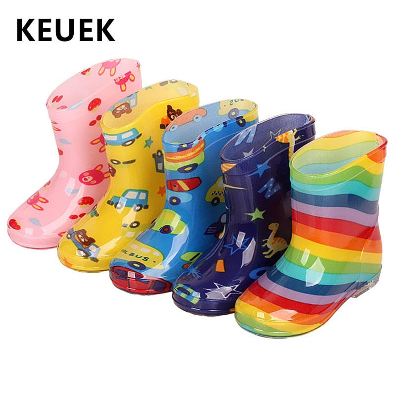 New Children Rain Shoes PVC Mid-Calf Baby Rainboots Kids Rubber Shoes Boys Girls Waterproof Anti-Slippery Water boots 043