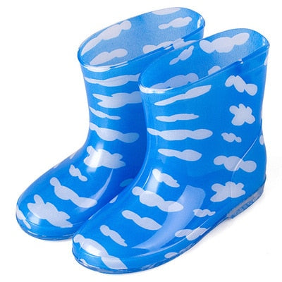 New Children Rain Shoes PVC Mid-Calf Baby Rainboots Kids Rubber Shoes Boys Girls Waterproof Anti-Slippery Water boots 043