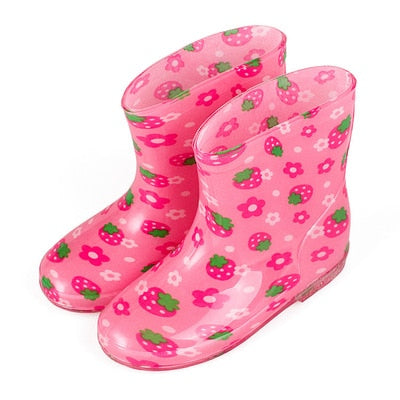 New Children Rain Shoes PVC Mid-Calf Baby Rainboots Kids Rubber Shoes Boys Girls Waterproof Anti-Slippery Water boots 043