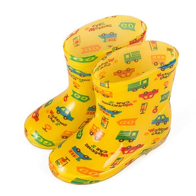 New Children Rain Shoes PVC Mid-Calf Baby Rainboots Kids Rubber Shoes Boys Girls Waterproof Anti-Slippery Water boots 043