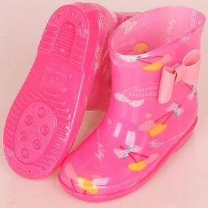 New Children Rain Shoes PVC Mid-Calf Baby Rainboots Kids Rubber Shoes Boys Girls Waterproof Anti-Slippery Water boots 043