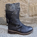 2019 Hot New Autumn Early Winter Shoes Women Flat Heel Boots Fashion Knitting Patchwork Women's Boots Woman Short Botas