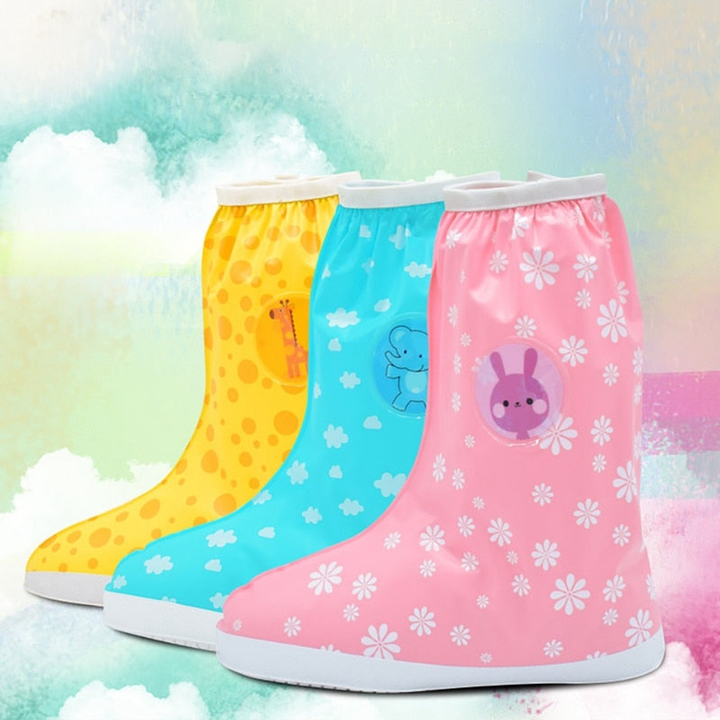 Baby Kid Children Rain Shoes Cover Cute Waterproof Boots Slip-Resistant Overshoes Reusable