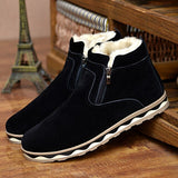 LZJ New 2019 Size 39-44 Men Winter Warm Boots Casual Shoes Men Fashion Plush Snow Boots Ankle Boots Fur Leather Footwear