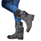 2020 Hot New Autumn Early Winter Shoes Women Flat Heel Boot Fashion Knitting Patchwork Women's Boots Woman Ankle Botas