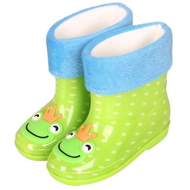 cartoon children's rain boots anti-skid plus velvet for girl and boy infant boots rubber shoes small kids water shoes