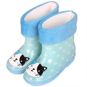 cartoon children's rain boots anti-skid plus velvet for girl and boy infant boots rubber shoes small kids water shoes